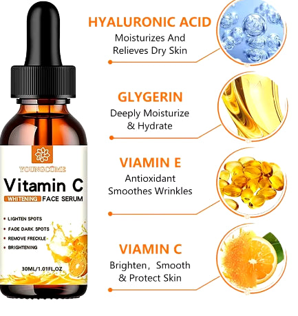 Vitamin C & Hyaluronic Acid Face Serum – Dark Spot Remover, Brightening, Anti-Aging & Hydrating Facial Essence